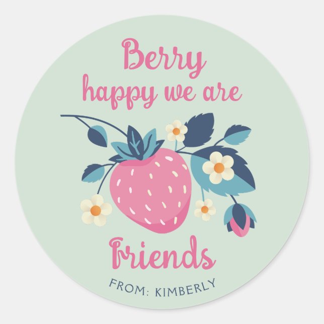 Pegatina Redonda Berry Happy Strawberry (Anverso)