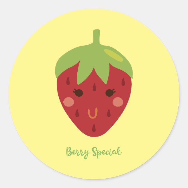 Pegatina Redonda Berry Special Smiting Strawberry (Anverso)