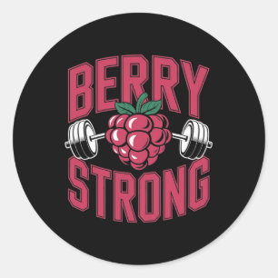 Pegatina Redonda Berry Strong - Fitness Weightrising Bodybuilding