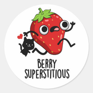 Pegatina Redonda Berry Superstitious Funny Fruit Pun