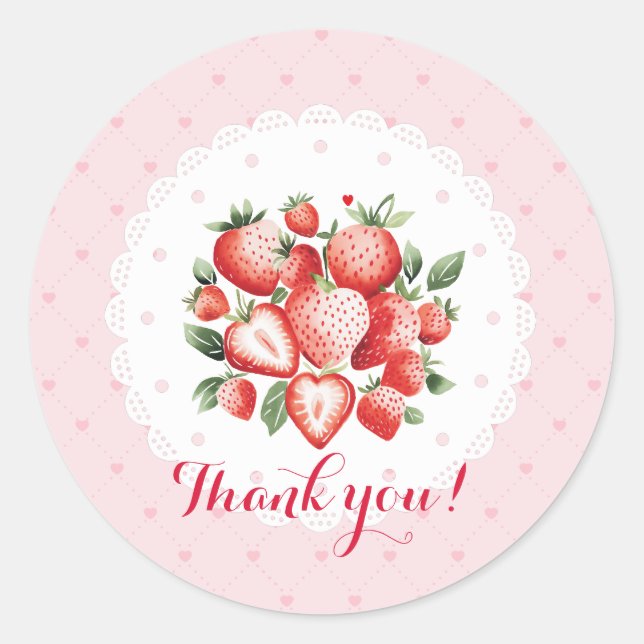 Pegatina Redonda Berry Sweet 1er cumpleaños (Anverso)