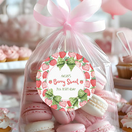 Pegatina Redonda Berry Sweet 7th Birthday Strawberry Party 