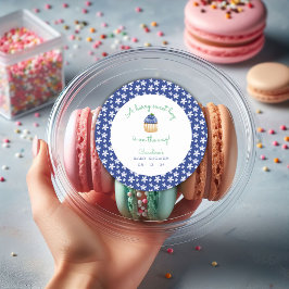 Pegatina Redonda Berry Sweet Baby Boy Shower Blueberry Square