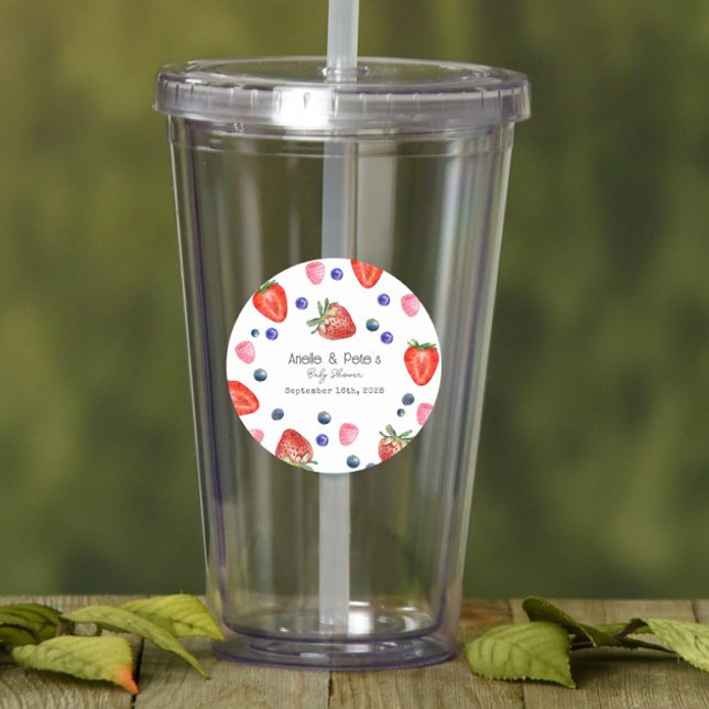 Pegatina Redonda Berry Sweet Baby Shower (Subido por el creador)