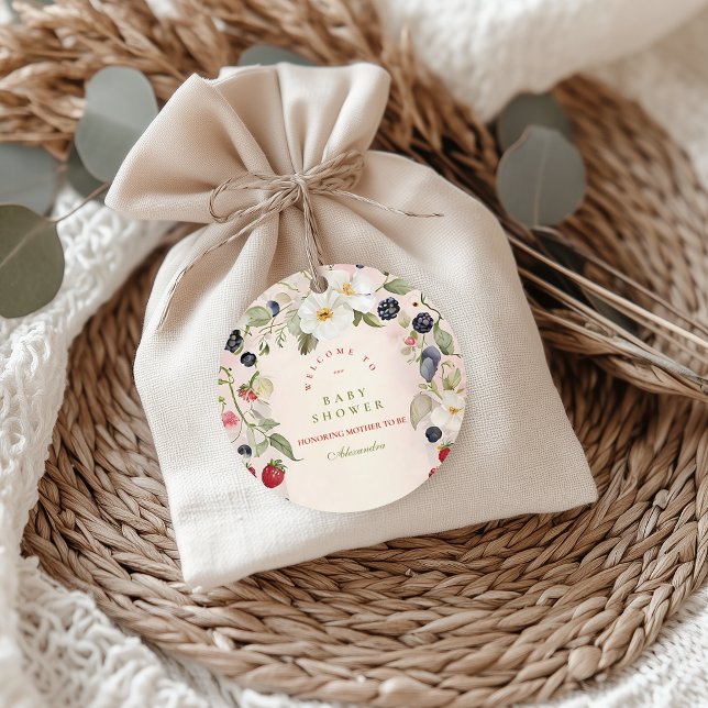 Pegatina Redonda Berry Sweet Baby Shower (Subido por el creador)