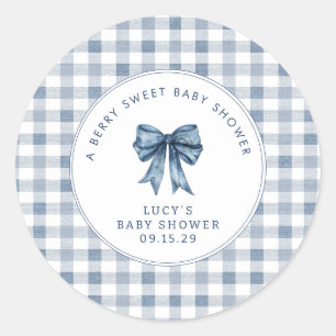 Pegatina Redonda Berry Sweet Baby Shower Blueberry Bow