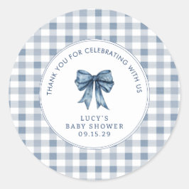 Pegatina Redonda Berry Sweet Baby Shower Blueberry Bow Gracias