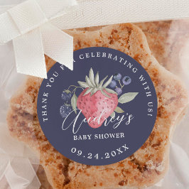 Pegatina Redonda Berry Sweet Baby Shower Wild Berries Gracias