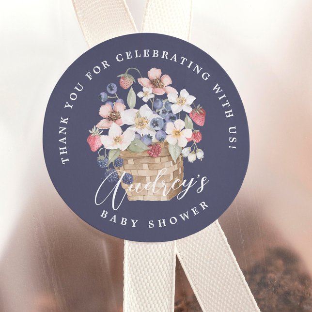 Pegatina Redonda Berry Sweet Baby Shower Wild Berries Gracias (Berry Sweet Baby Shower Wild Berries Thank You Classic Round Sticker)