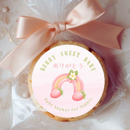 Pegatina Redonda Berry Sweet Baby Strawberry Rainbow Pink