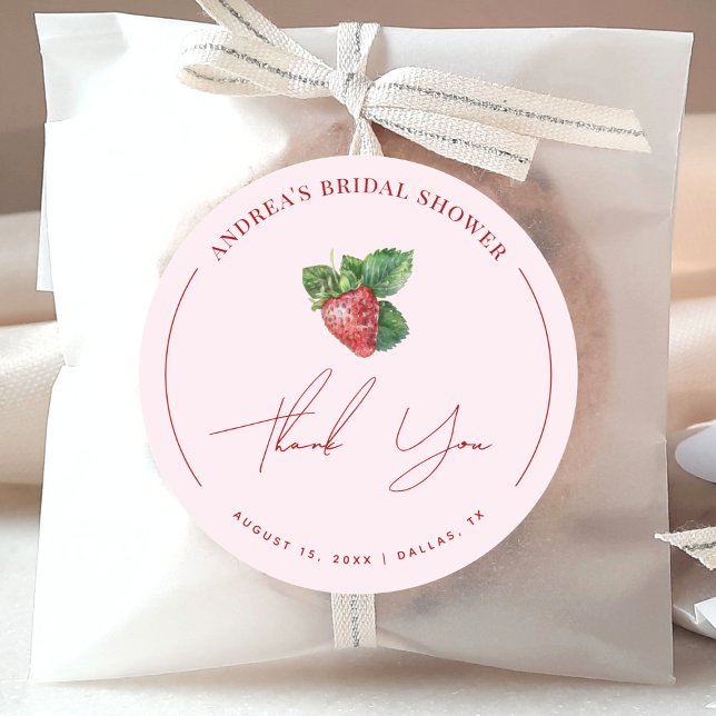 Pegatina Redonda Berry Sweet Bridal Shower Thank You (Subido por el creador)