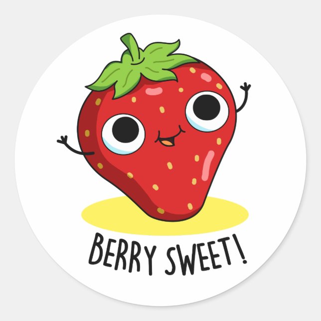 Pegatina Redonda Berry Sweet Funny Strawberry Pun (Anverso)