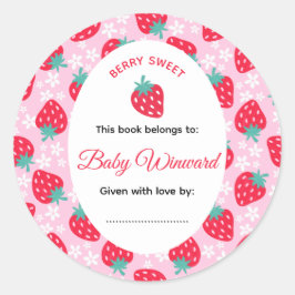 Pegatina Redonda Berry Sweet Pink Strawberry Baby Shower