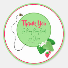 Pegatina Redonda Berry Sweet Strawberry Green Primer Chica de cumpl