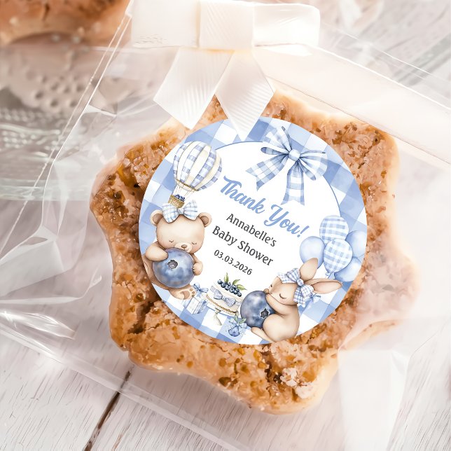 Pegatina Redonda Berry Sweet Watercolor Blueberry Baby Shower (Subido por el creador)