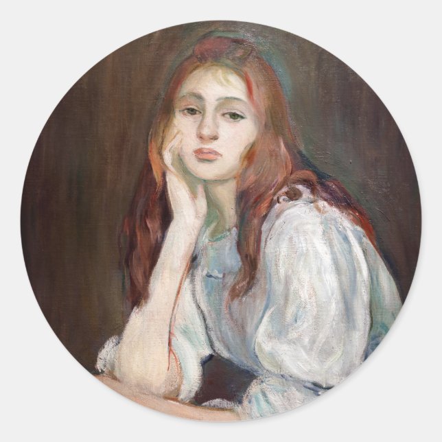 Pegatina Redonda Berthe Morisot - Julie Daydreaming (Anverso)