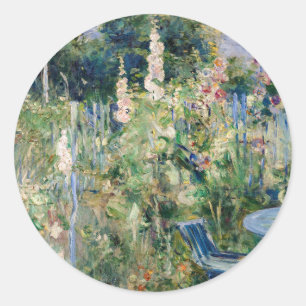 Pegatina Redonda Berthe Morisot - Rosas Trébol / Malvarrosas