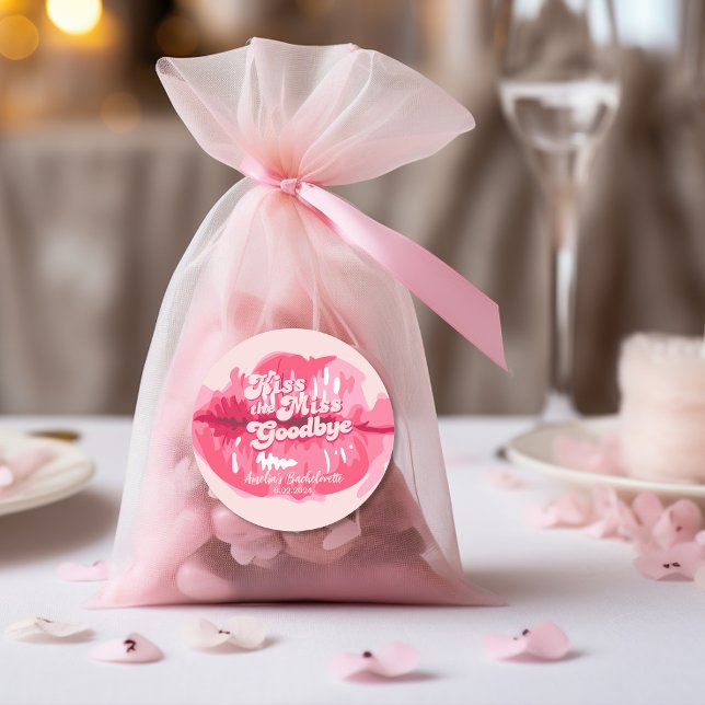 Pegatina Redonda Besa a la señorita adiós Labios rosados retro Pega (Subido por el creador)