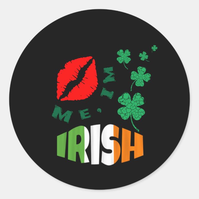Pegatina Redonda Bésame, soy el día de los patricks irlandeses (Anverso)