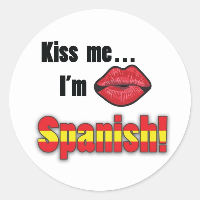 Pegatina Redonda Bésame, soy español (Anverso)