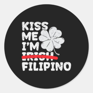 Pegatina Redonda Bésame Soy Filipino Divertido Día de San Patricio 