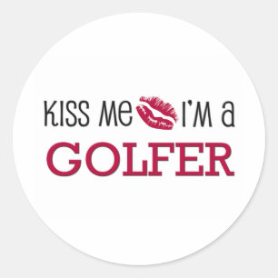 Pegatina Redonda Bésame, soy GOLFER