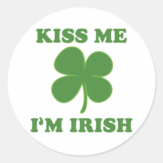 Pegatina Redonda Bésame, soy irlandés (Anverso)