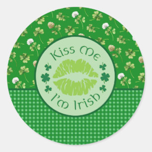 Pegatina Redonda Bésame soy irlandés