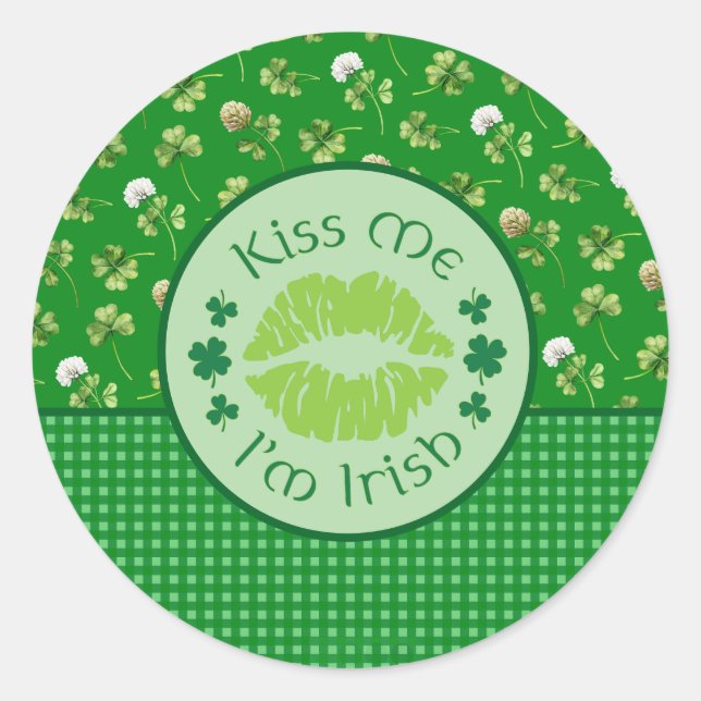 Pegatina Redonda Bésame soy irlandés (Anverso)