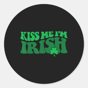 Pegatina Redonda Bésame Soy Irlandés Trébol1