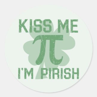 Pegatina Redonda "Bésame, soy Pi-rish"