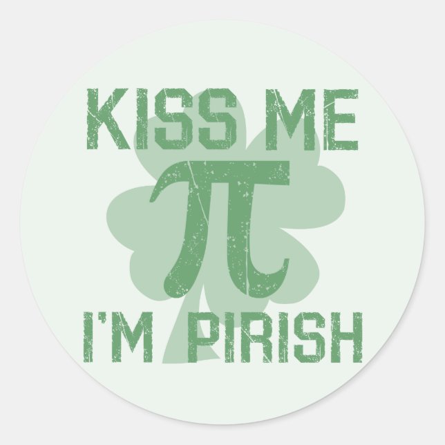 Pegatina Redonda "Bésame, soy Pi-rish" (Anverso)