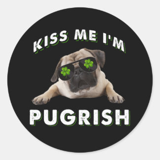 Pegatina Redonda Bésame, soy pugrish