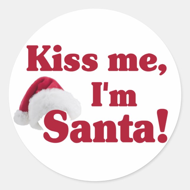 Pegatina Redonda Bésame soy Santa pegatinas (Anverso)