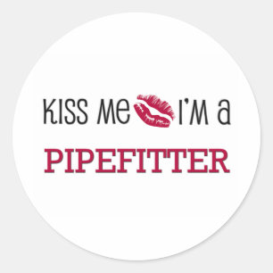 Pegatina Redonda Bésame, soy un PIPEFITTER
