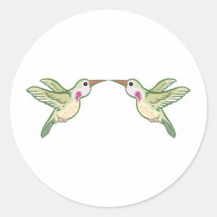Pegatina Redonda Besando Hummingbirds