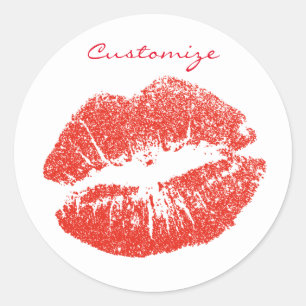 Pegatina Redonda Besando los labios rojos Thunder_Cove