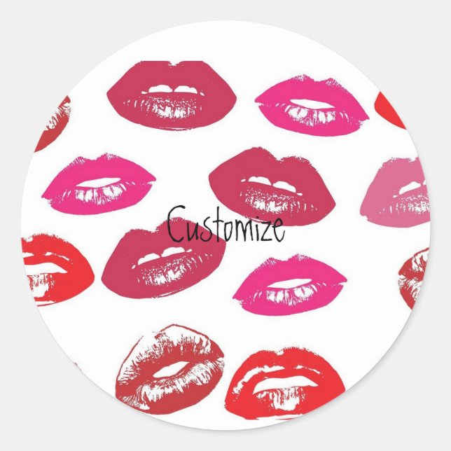 Pegatina Redonda Besar labios rojos Thunder_Cove (Anverso)