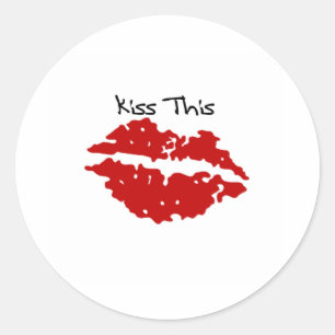 Pegatina Redonda Bese este los labios rojos