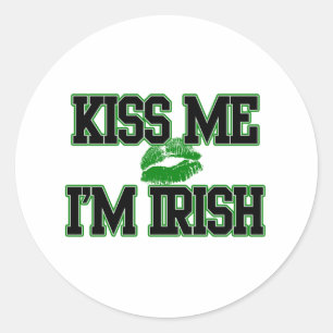 Pegatina Redonda Béseme que soy irlandés, día del St Patricks
