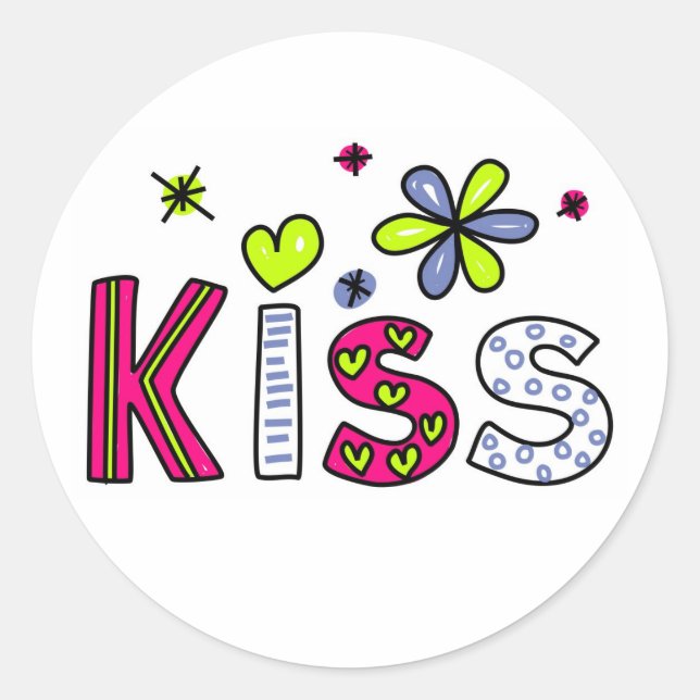 Pegatina Redonda Beso (Anverso)