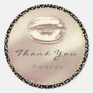 Pegatina Redonda Beso de agradecimiento Cristales de brillo Rosa ne