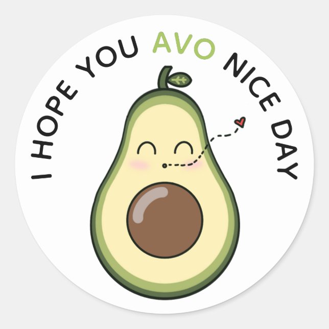 Pegatina Redonda Beso de aguacate dulce (Anverso)
