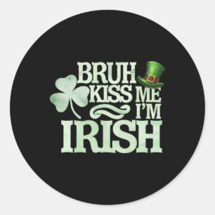 Pegatina Redonda Beso de Hermano Soy Irlandés Divertido Hermano Día