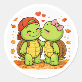 Pegatina Redonda Beso de Otoño