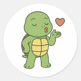 Pegatina Redonda Beso de Tortuga