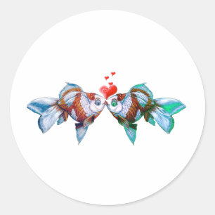 Pegatina Redonda Beso del Goldfish