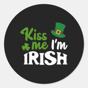 Pegatina Redonda Beso Irlandés Me Encanta St Patricks Day