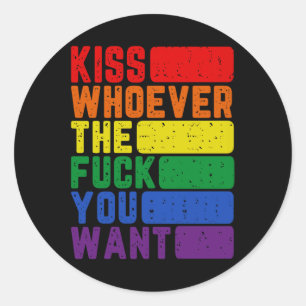 Pegatina Redonda Beso lindo Ss Cute Ssver La F Que Quieres Gay Lgbt