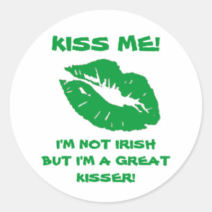 Pegatina Redonda Beso Mí-Verde del irlandés del beso